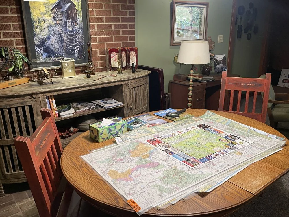 A map laid out on a table at Country Sunshine Bed & Breakfast